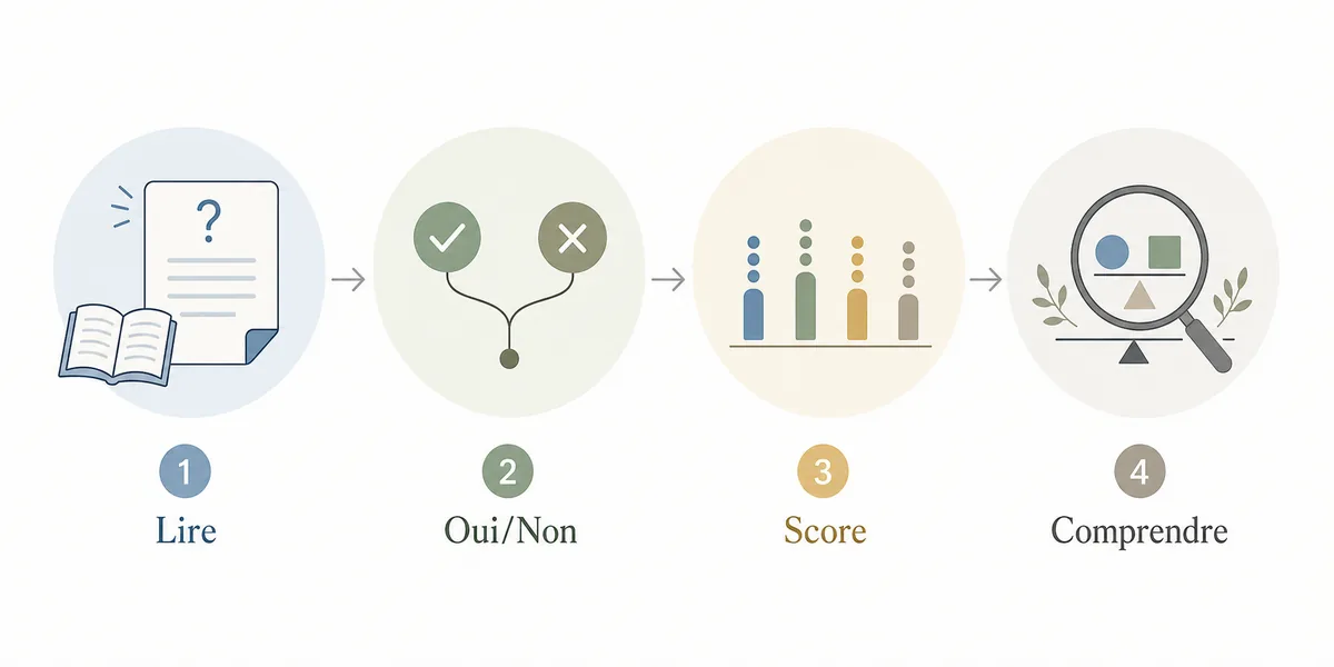 Schéma éditorial du passage question réponse score interprétation dans le Test Griffor