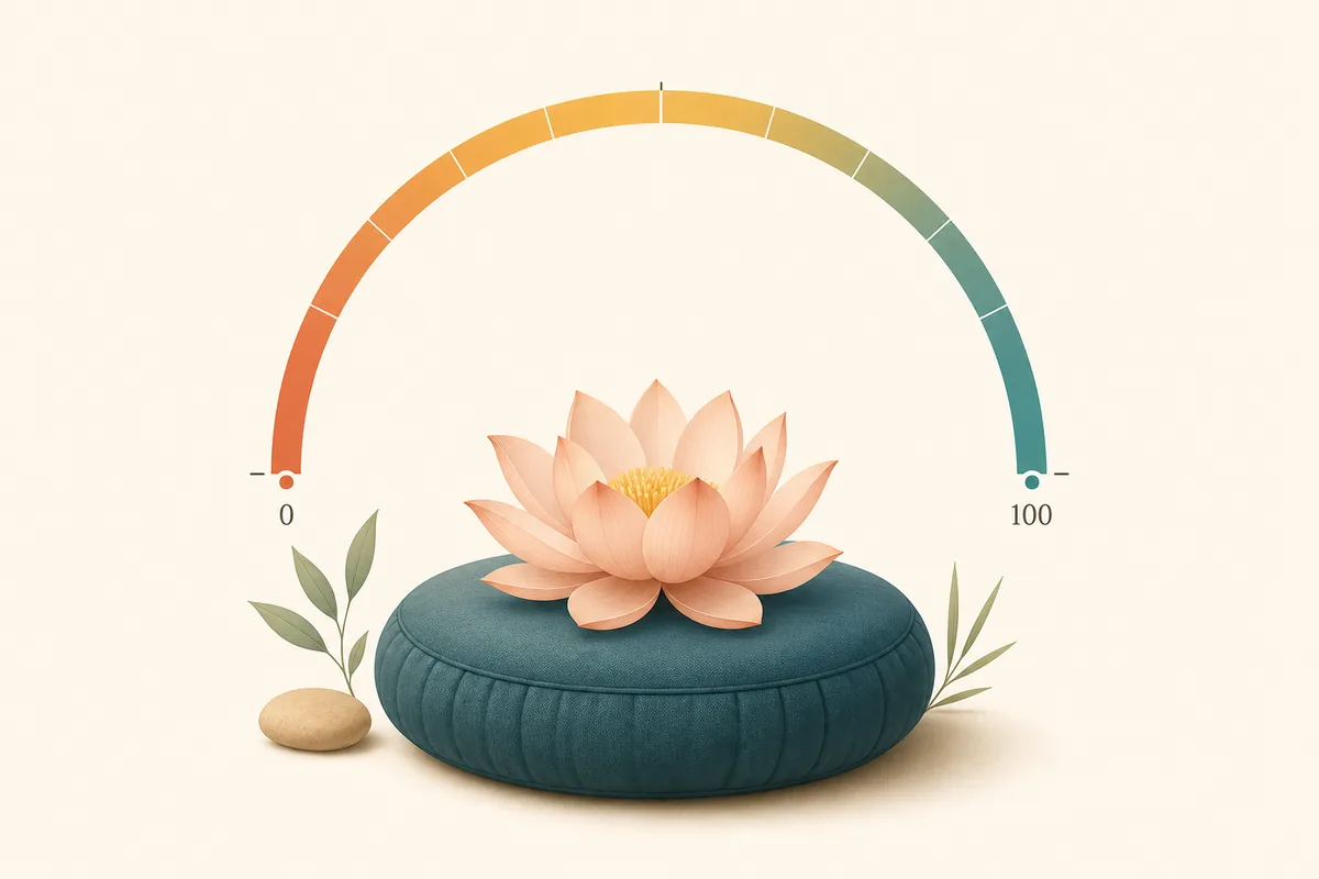 Illustration calme d'un score de test de pureté Bouddha avec lotus et méditation
